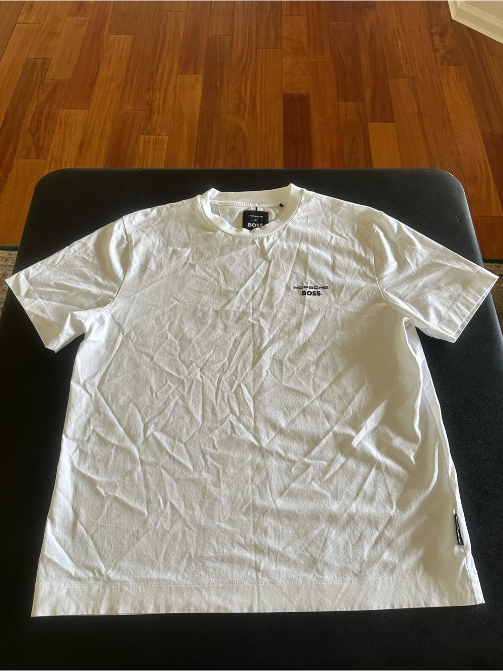 BOSS x Porsche Men's White Logo Crew Neck T-Shirt Mens Large